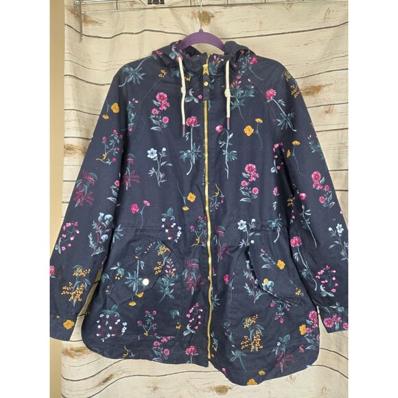 Joules Jackets & Blazers - Joules Right As Rain Floral Jacket US14 UK18 Womens Navy Full Zip